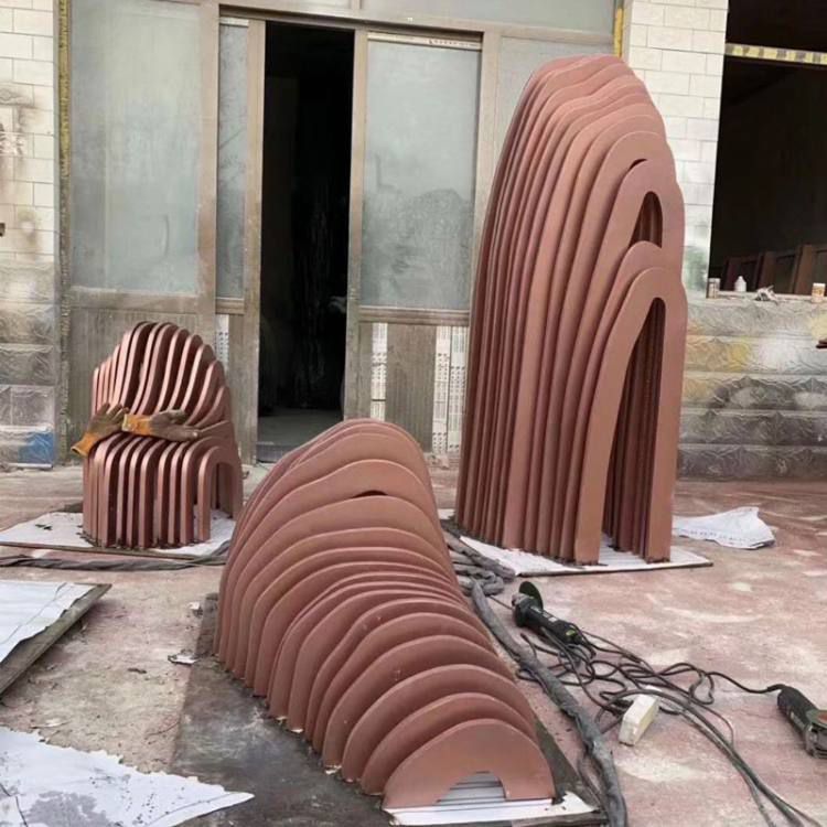 假山雕塑廠家，小區(qū)不銹鋼假山雕塑制作