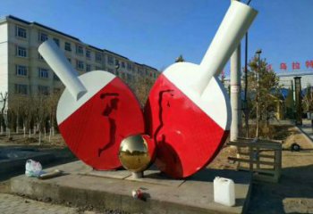 球拍雕塑廠家，烤漆工藝擺件，不銹鋼公園雕塑