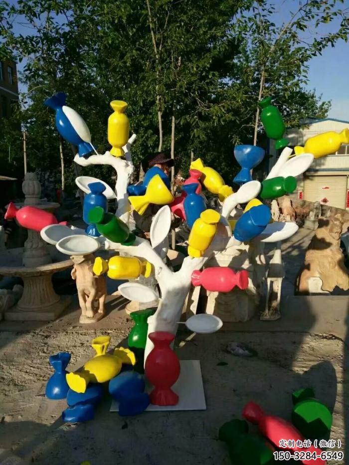 仿真糖果雕塑廠家，彩繪廣場(chǎng)雕塑擺件