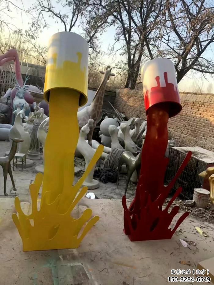 園林油漆桶雕塑 田間彩繪雕塑 仿真擺件