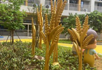 公園水稻雕塑廠家 酒店門(mén)口雕塑制作 彩繪擺件
