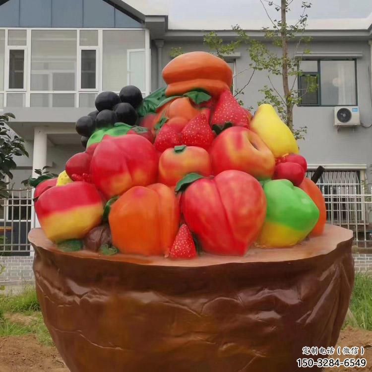 園林果籃雕塑 田間彩繪雕塑 仿真擺件