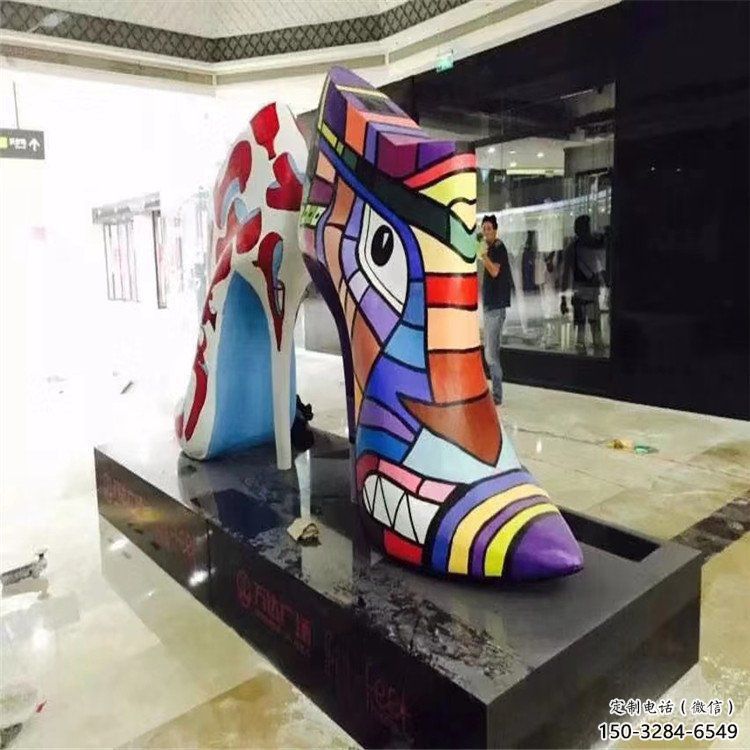 抽象高跟鞋雕塑 店門口彩繪雕塑 步行街擺件