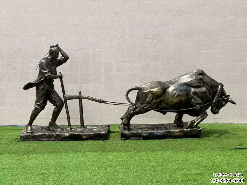 仿古農(nóng)耕牛雕塑供應(yīng) 庭院彩繪雕塑 田間雕塑小品