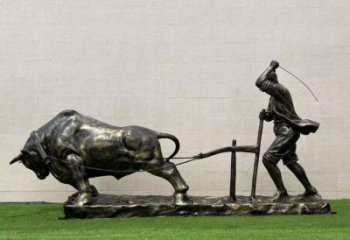 大型農耕牛雕塑加工 商業街廣場雕塑 古銅色雕塑擺件