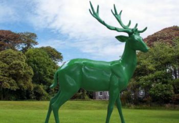 選用古銅色小鹿雕塑 大型城市雕塑 商業(yè)街擺件