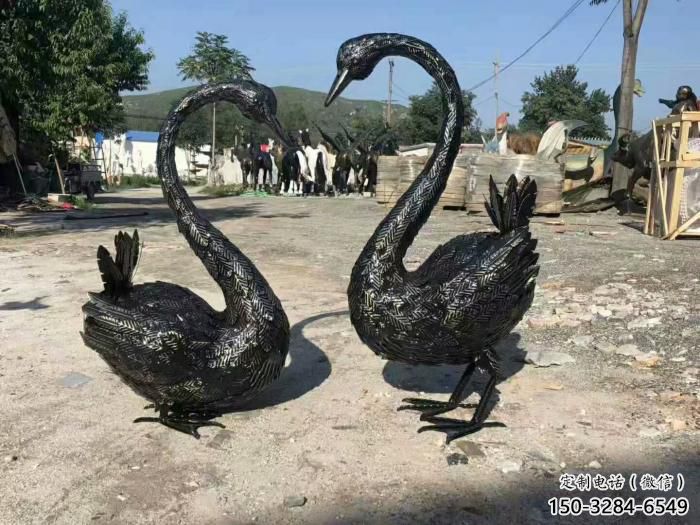 不銹鋼仿真天鵝雕塑 店門(mén)口園林雕塑 動(dòng)物小品