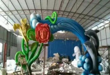 城市不銹鋼海豚雕塑廠家 風景區(qū)彩繪雕塑 抽象擺件