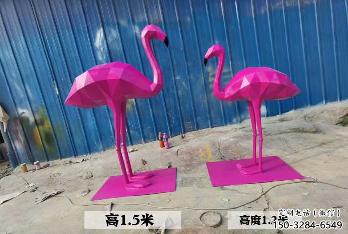 商業街不銹鋼火烈鳥雕塑 售樓處動物雕塑 幾何雕塑擺件