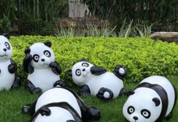 公園玻璃鋼熊貓雕塑廠家 酒店門口雕塑 彩繪擺件