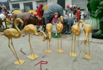 酒店不銹鋼火烈鳥雕塑 庭院仿真雕塑 彩繪小品