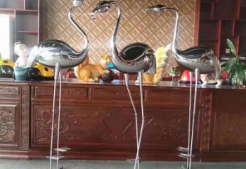 商場不銹鋼火烈鳥雕塑 仿真動物雕塑 店門口小品