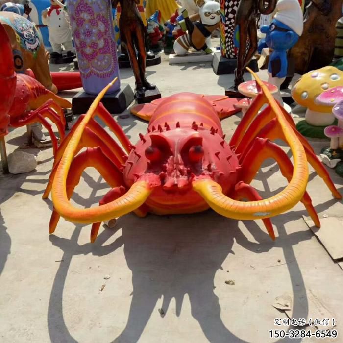 廣場玻璃鋼龍蝦雕塑 公園仿真雕塑 抽象擺件