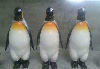 彩繪玻璃鋼企鵝雕塑 仿真動物雕塑 步行街擺件