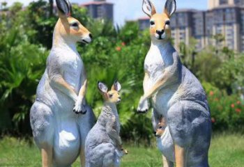 玻璃鋼彩繪袋鼠雕塑 仿真動物雕塑 步行街擺件