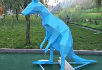 園林不銹鋼袋鼠雕塑 田間彩繪雕塑 仿真擺件