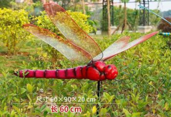 田間玻璃鋼蜻蜓雕塑 彩繪仿真雕塑 園林擺件