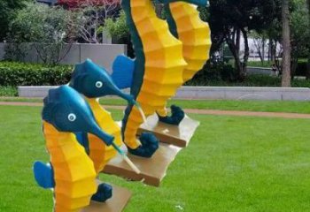 商業(yè)街玻璃鋼海馬雕塑 售樓處景觀雕塑 動物擺件