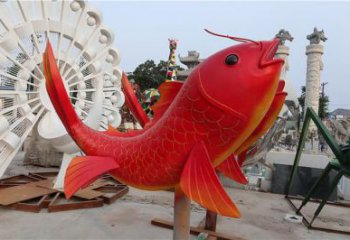 廣場玻璃鋼金魚雕塑 公園仿真雕塑 抽象擺件