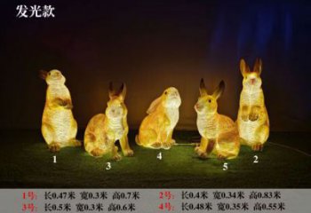 玻璃鋼發(fā)光兔子雕塑 酒店門口雕塑 彩繪擺件