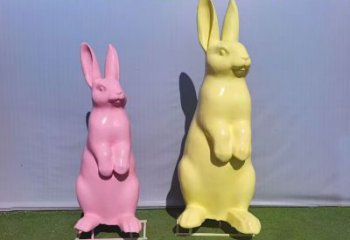 玻璃鋼兔子雕塑生產(chǎn) 庭院仿真雕塑 彩繪擺件