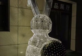 不銹鋼鏤空兔子雕塑 庭院仿真雕塑 彩繪小品