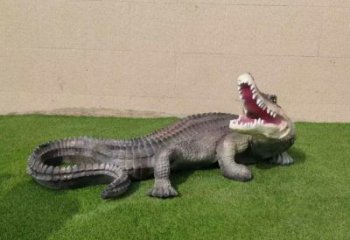 商場(chǎng)玻璃鋼鱷魚雕塑 仿真動(dòng)物雕塑 店門口小品