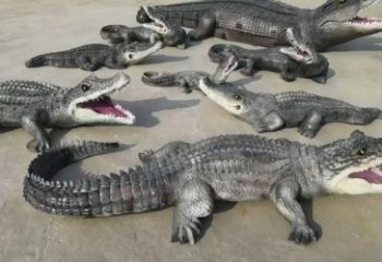 園林玻璃鋼鱷魚雕塑 風景區仿真雕塑 廣場小品