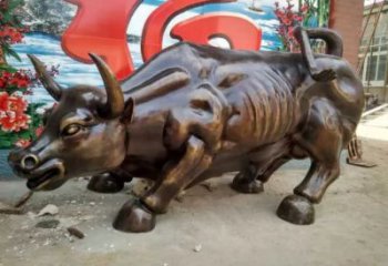 創(chuàng)意鑄銅開(kāi)荒牛雕塑 步行街店門口雕塑 動(dòng)物小品