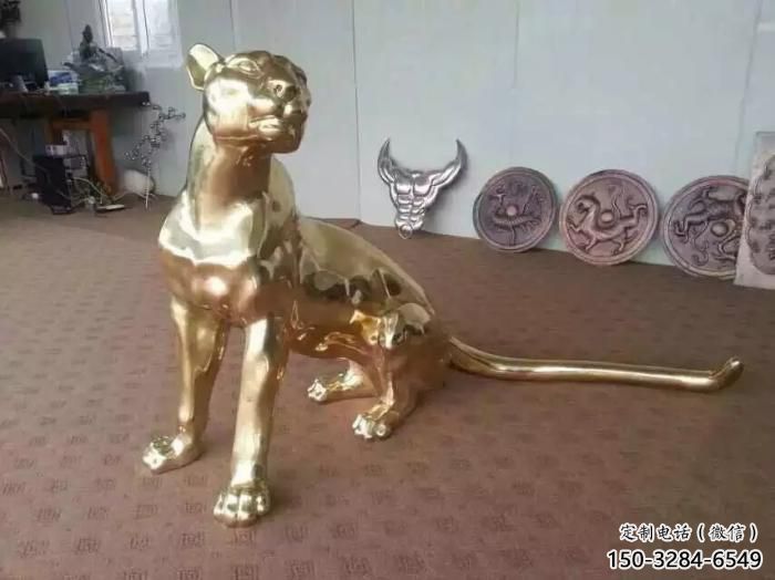古銅色豹子銅雕塑廠家 大型城市雕塑 商業(yè)街擺件
