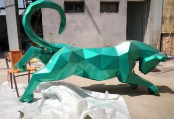 園林不銹鋼豹子雕塑廠家 田間彩繪雕塑 仿真擺件