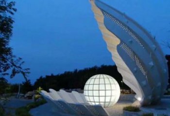 風景區(qū)不銹鋼貝殼雕塑 售樓處廣場雕塑 仿古擺件