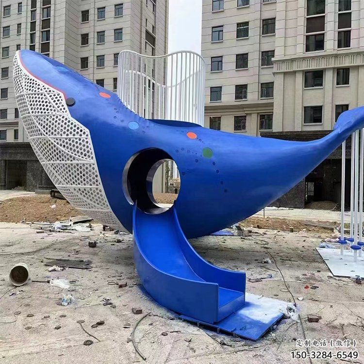 鯨魚雕塑廠家，烤漆彩繪工藝，公園廣場景觀擺件 (2)
