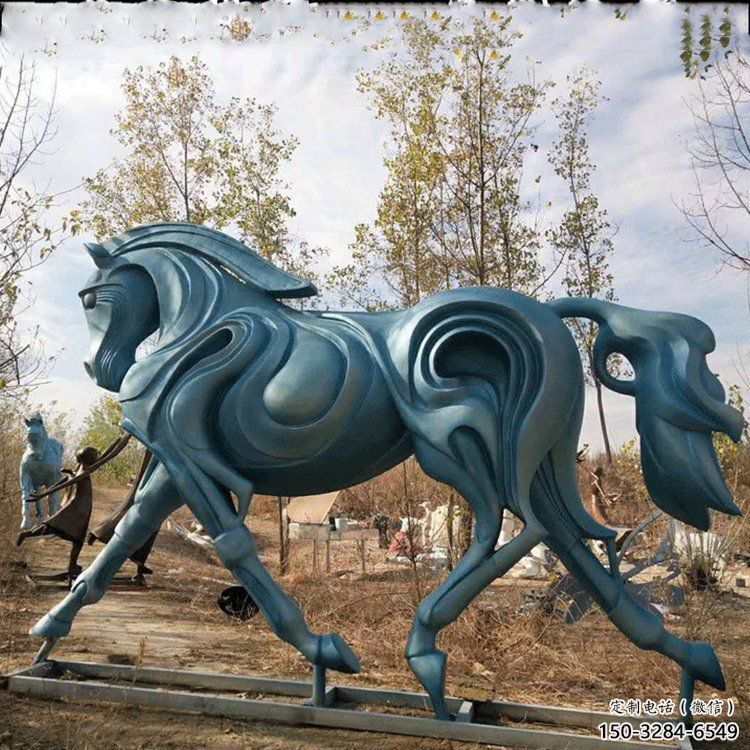 大型不銹鋼駿馬雕塑 商業街廣場雕塑 古銅色擺件