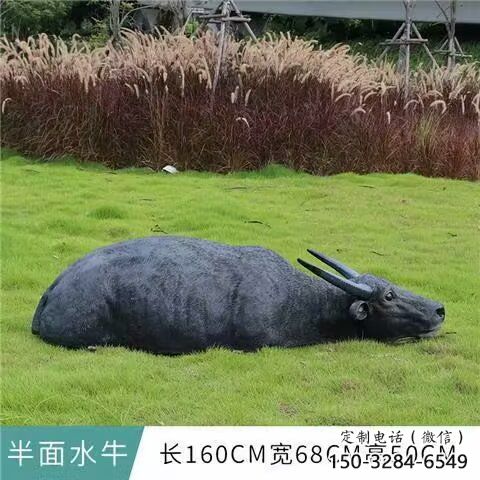 水牛雕塑，公園園林動物，仿真景觀擺件 (2)