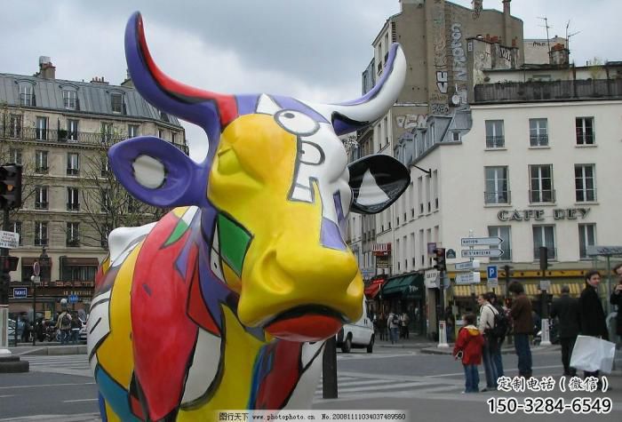 不銹鋼水牛雕塑，田間景觀小品，抽象幾何原理 (2)