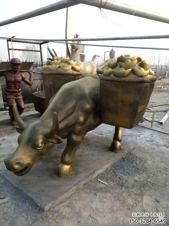 不銹鋼水牛雕塑，田間景觀小品，抽象幾何原理 (6)