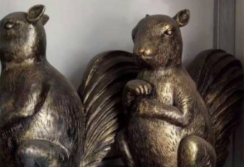 銅松鼠雕塑廠家，動物景觀擺件，仿古元素設計 (3)