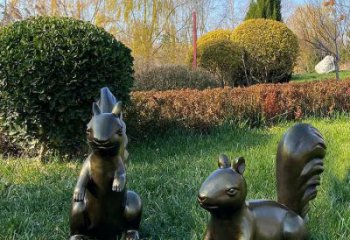 銅松鼠雕塑廠家，動物景觀擺件，仿古元素設計 (6)