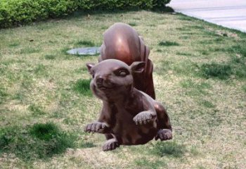 銅松鼠雕塑廠家，動物景觀擺件，仿古元素設計 (7)