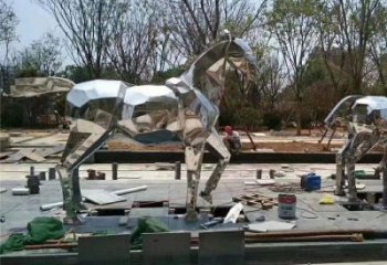 酒店不銹鋼駿馬雕塑 庭院仿真雕塑 彩繪小品