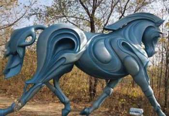 田間不銹鋼駿馬雕塑 彩繪仿真雕塑 園林擺件
