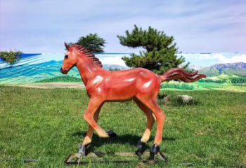 彩繪玻璃鋼駿馬雕塑 仿真雕塑 步行街擺件