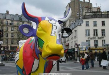 不銹鋼水牛雕塑，田間景觀小品，抽象幾何原理 (2)