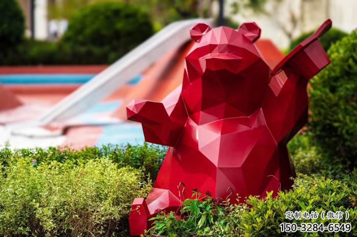 不銹鋼大熊雕塑，公園廣場雕塑，仿真彩繪工藝 (5)