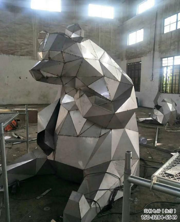 不銹鋼大熊雕塑，公園廣場(chǎng)雕塑，仿真彩繪工藝 (7)