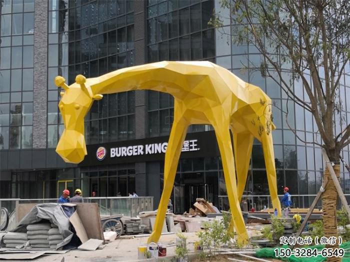 不銹鋼長頸鹿雕塑，異形幾何動(dòng)物，售樓處小區(qū)擺件 (10)