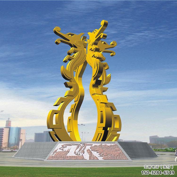 不銹鋼龍形雕塑，大型動物景觀，烤漆工藝制作 (2)