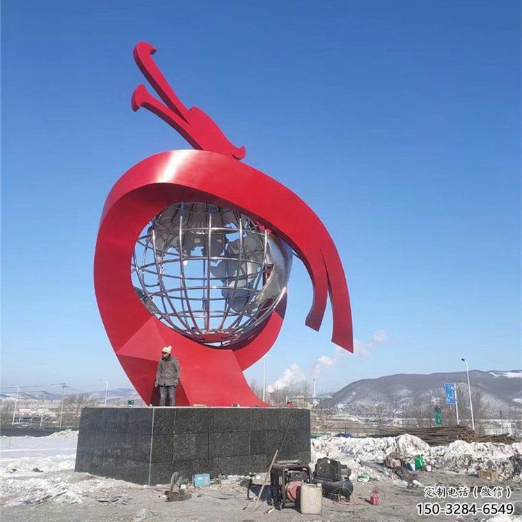 不銹鋼龍形雕塑，大型動(dòng)物景觀，烤漆工藝制作 (6)