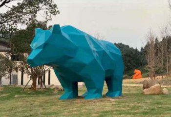 不銹鋼大熊雕塑，公園廣場雕塑，仿真彩繪工藝 (10)